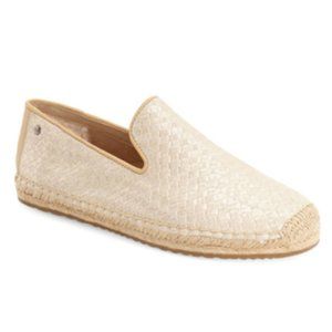 NEW UGG Women Sandrinne Champagne Pearl Basket Espadrille Dress Loafer Flat